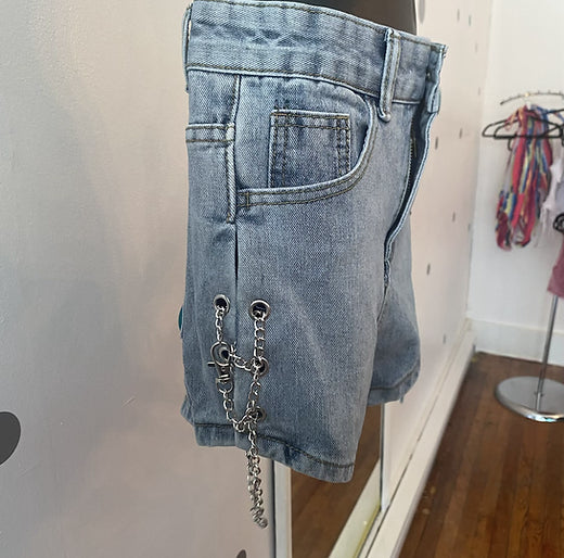 Denim tie up shorts