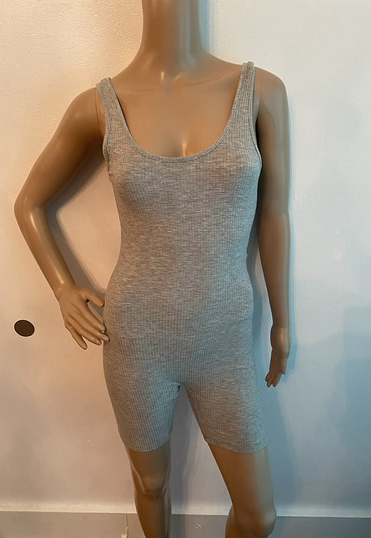 Gray ribbed romper