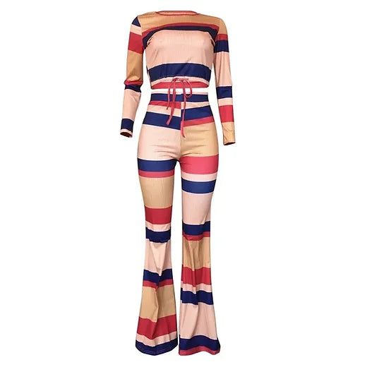 Striped brown two piece set