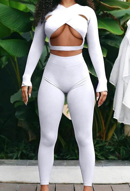White cut out two piece set