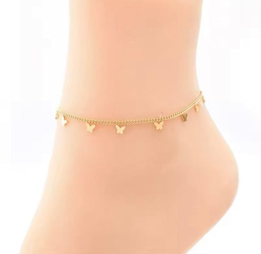Butterfly gold anklet