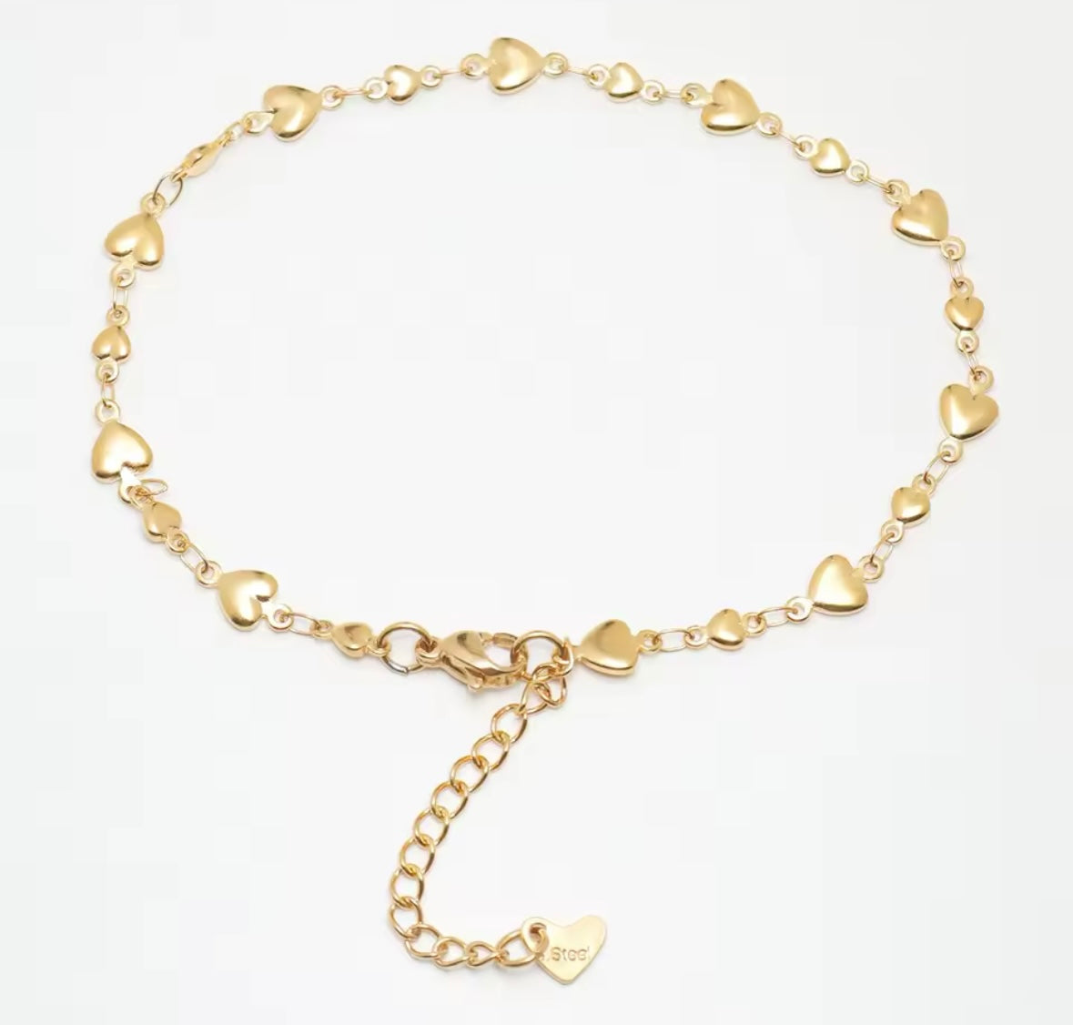 Gold heart anklet