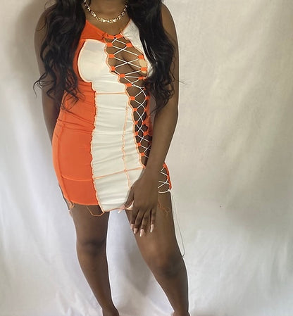 Orange distressed dress