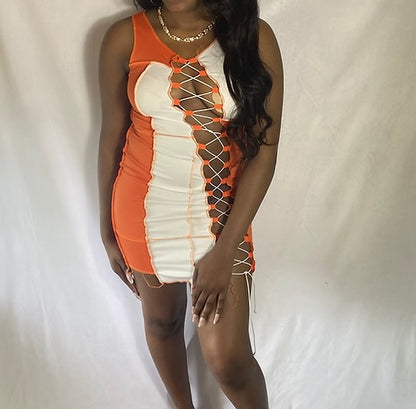 Orange distressed dress