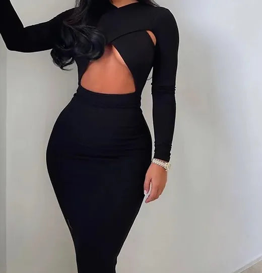 Black cut out dress