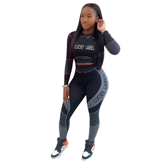Black lucky label two piece set