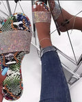 Colorful snake skin sandals