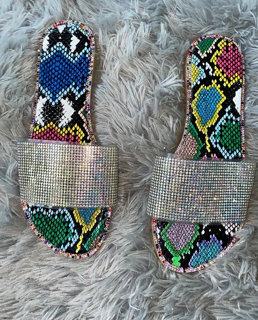 Colorful snake skin sandals
