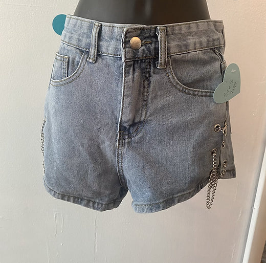 Denim tie up shorts