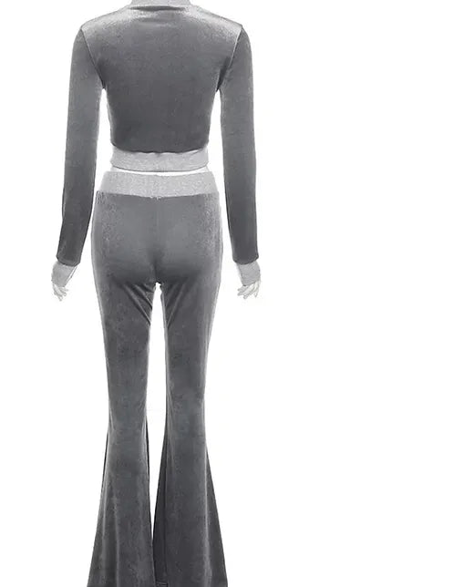 Gray velvet two piece set
