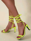 Lace up block heels