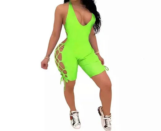 Neon green cutout romper