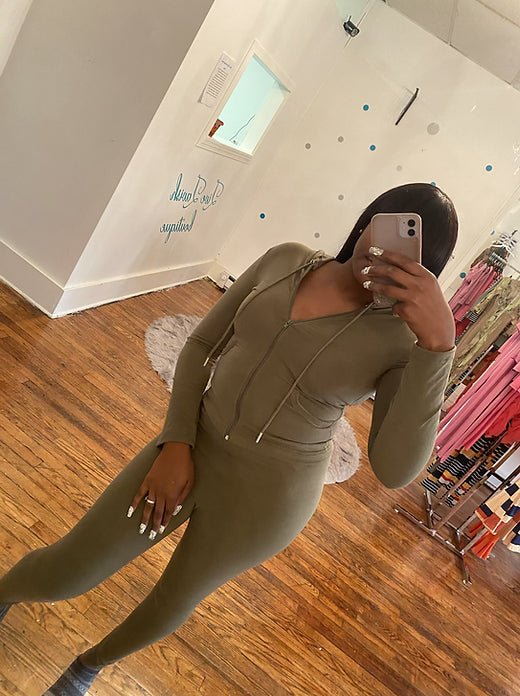 Olive two piece tracksuit