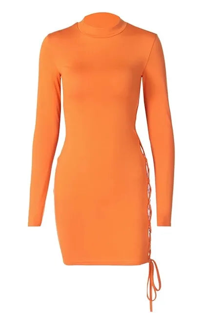 Orange lace up dress