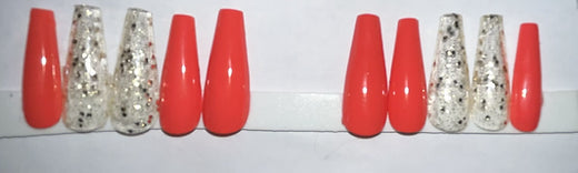 Peach and gold press on nails(size small)