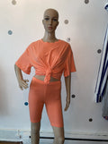 Peach biker shorts set